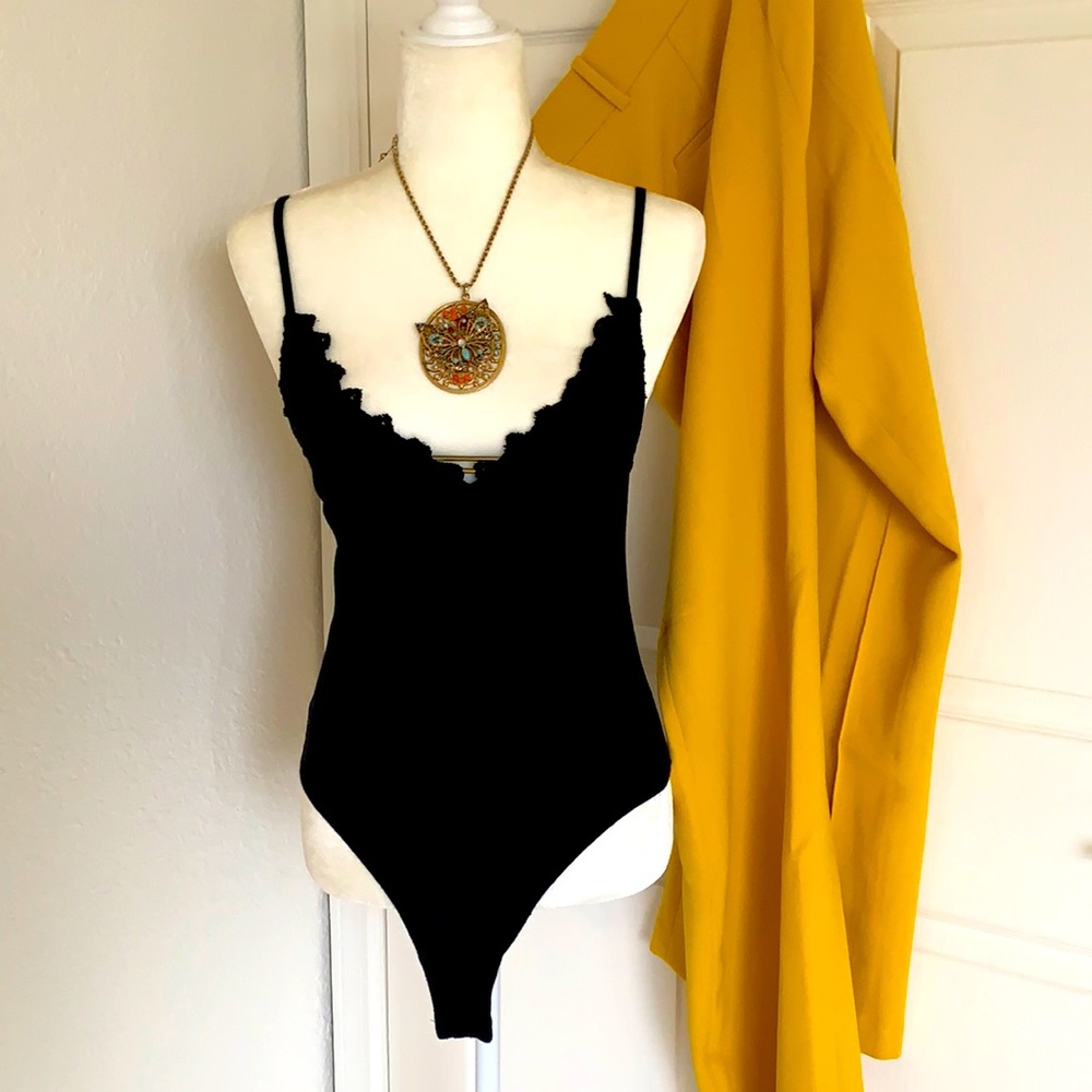 Free People Intimately Black Body Suit